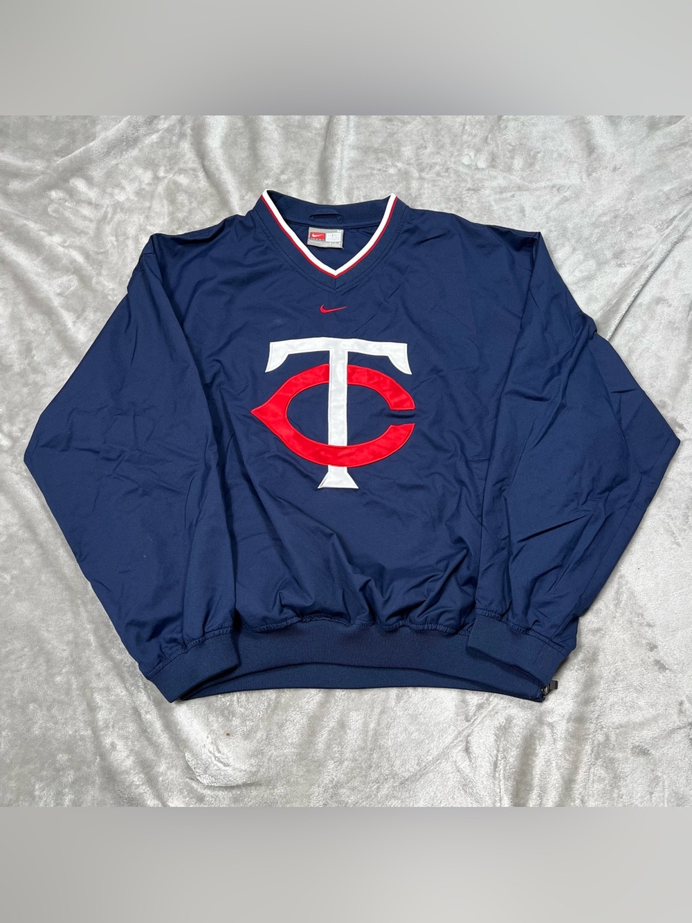 Vintage Nike Minnesota Twins Windbreaker Mens M Blue Center Swoosh Pullover MLB
